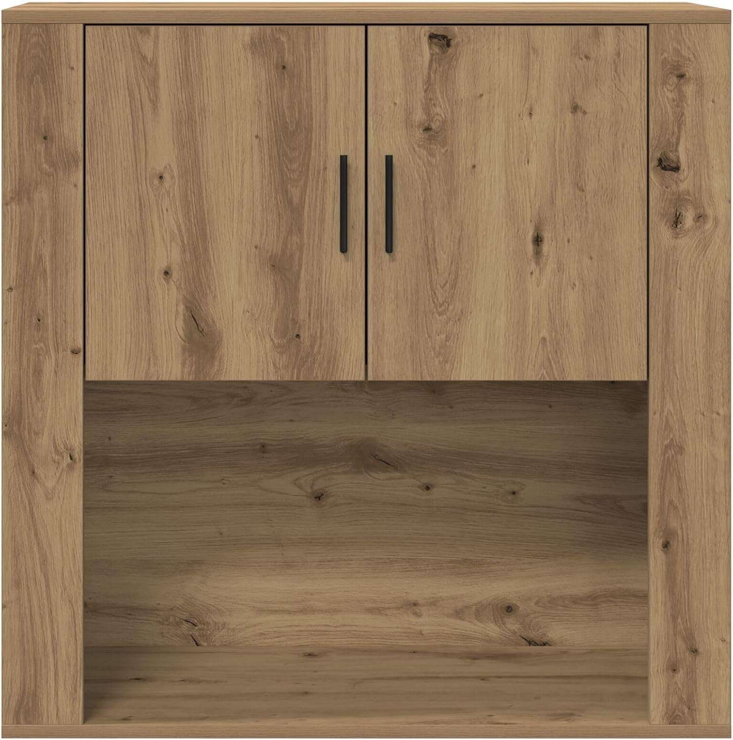 Medium Oak Storage Cabinet with Dual Doors & Spacious Shelf - Easy Assemble