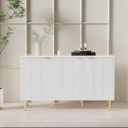 White Sideboard Cabinet 3 Doors Gold Legs Modern Storage Unit 127cm