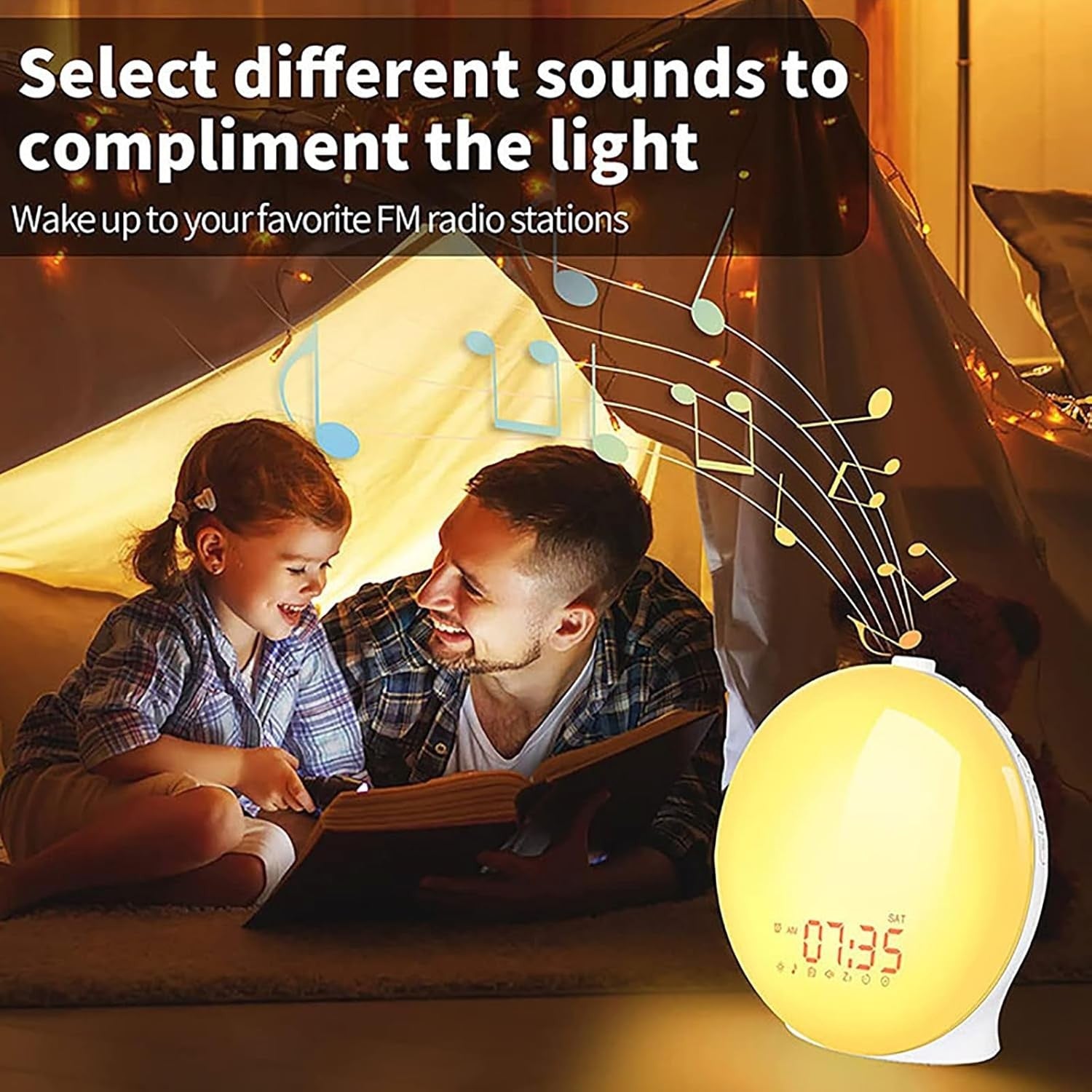 Wake Up Light, Sunrise Alarm Clock with 14 Colorful Light, Sleep Timer, Colored