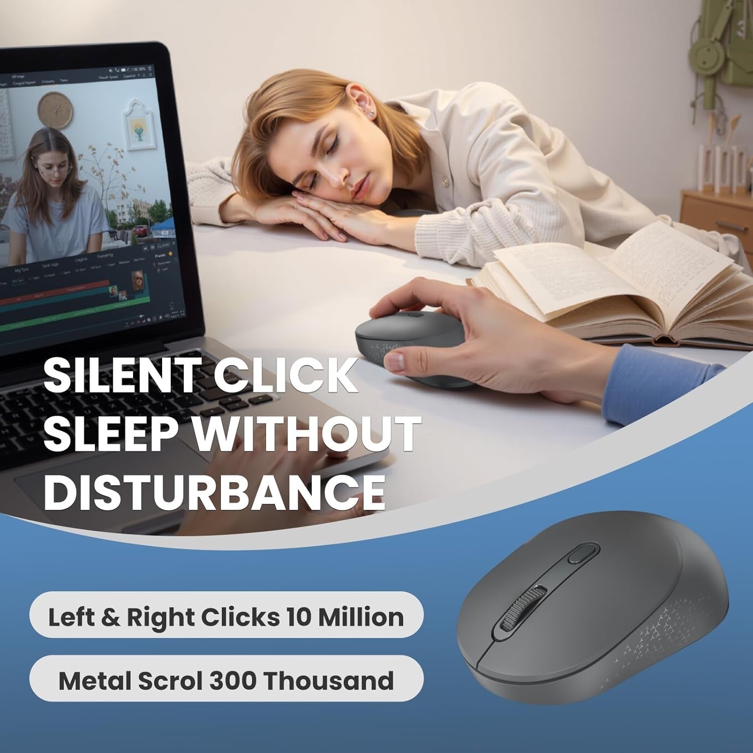 Dual Mode Bluetooth Wireless Mouse Silent 1600 DPI Ergonomic Laptop PC