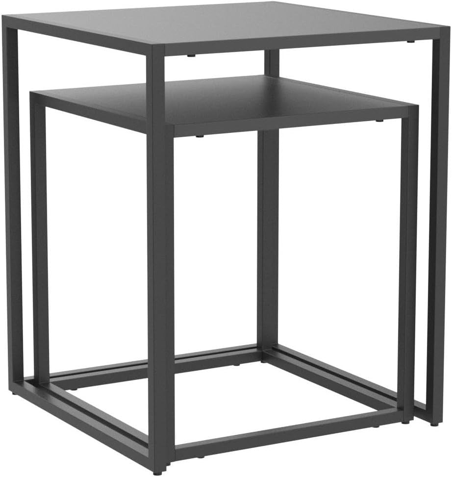 Modern Square End Side Table Black Metal Nightstand Coffee Accent Desk 40x40cm