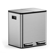 30L Double Recycling Bin Stainless Steel 2x15L Pedal Kitchen