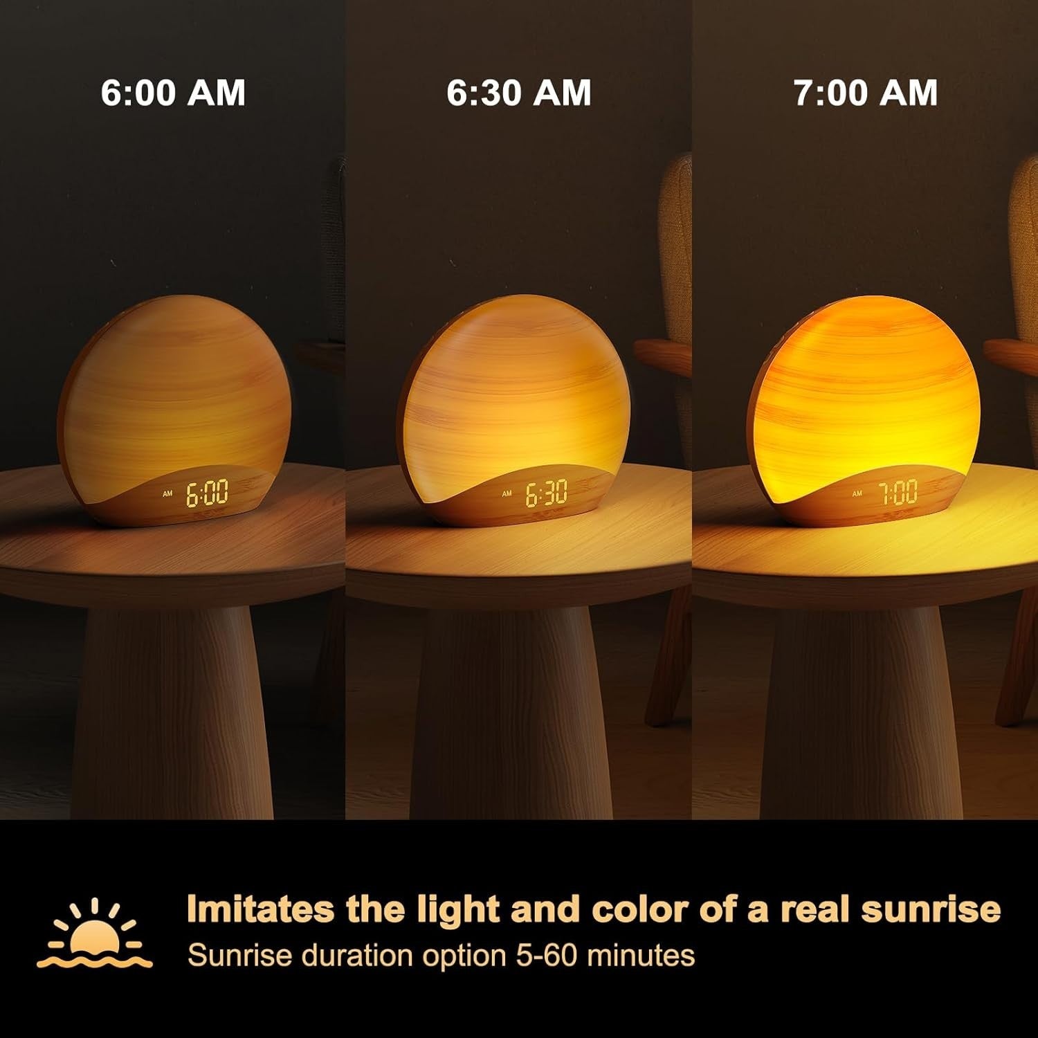 Sunrise Alarm Clock with 26 Sleep Sounds, Night Light & Dimmable LED