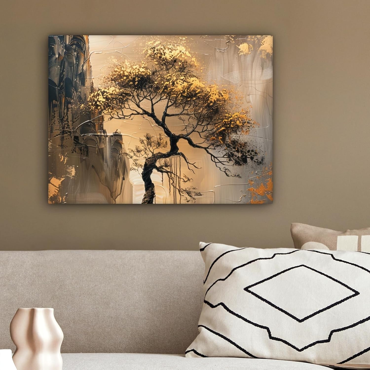 Gold Tree Canvas Wall Art 40x30cm Framed Modern Print