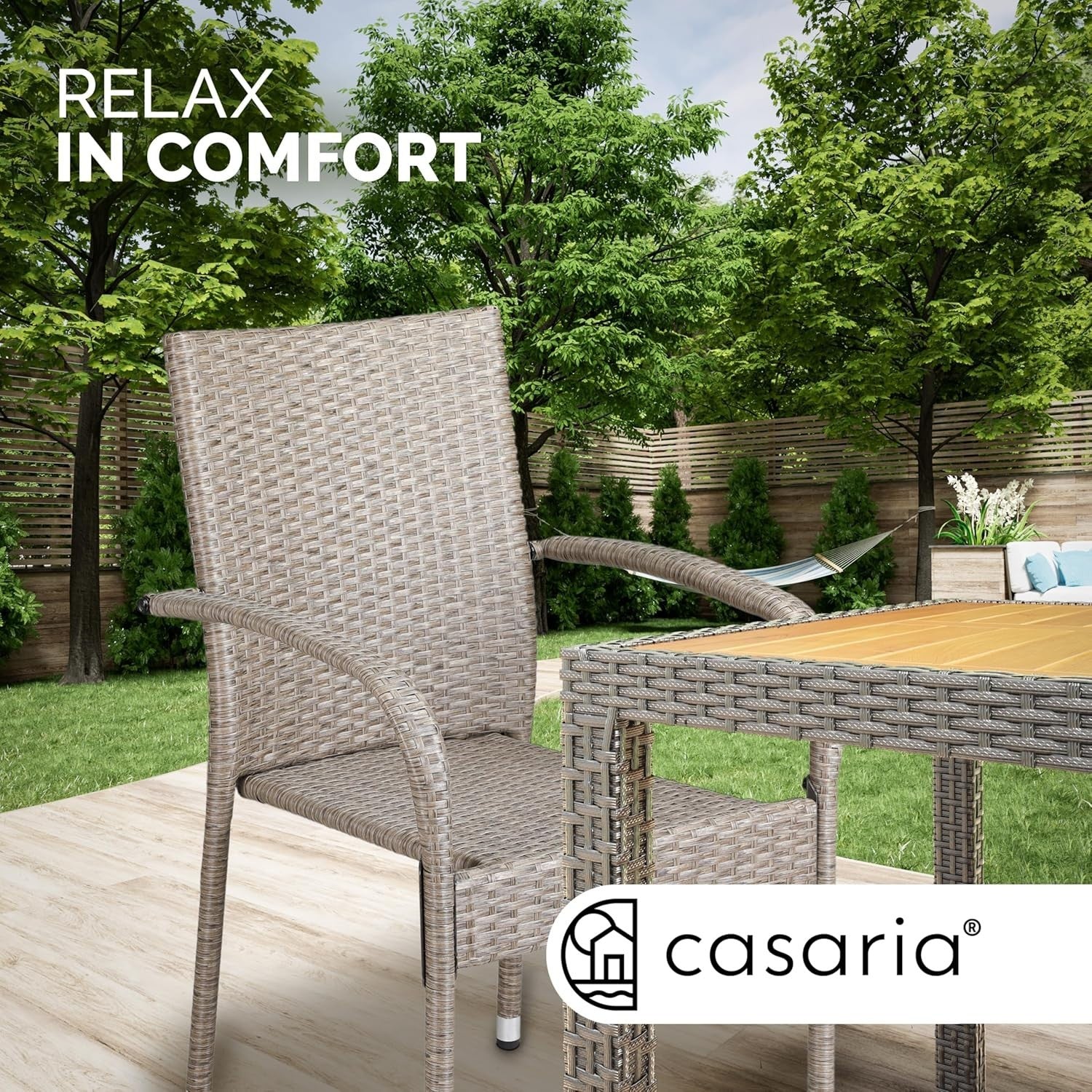 4pc Stackable Rattan Garden Chairs Cream Patio Balcony Outdoor Armchair Set