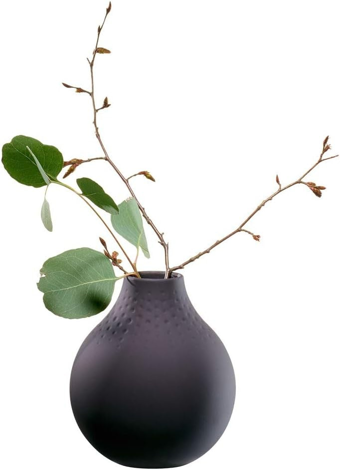 Black Porcelain Vase Small Modern Minimalist Flower Table Decor 12cm