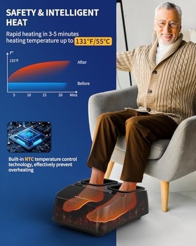 Shiatsu Foot & Calf Massager with Heat, Deep Kneading & Air Compression
