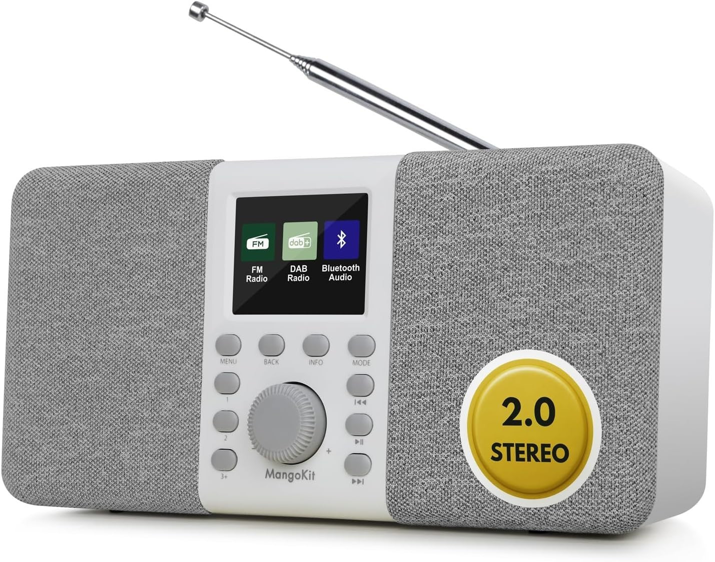 Stereo DAB DAB+ FM Radio Bluetooth Portable Alarm Kitchen Stone Grey