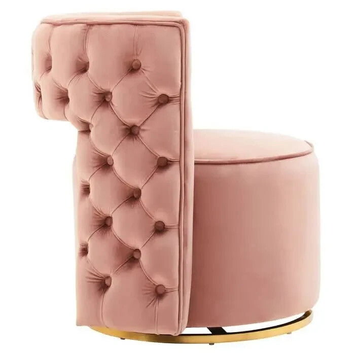 Pink Velvet Swivel Chair with Gold Base – Modern Accent Vanity Lounge Seat