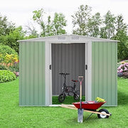 6x8FT Metal Garden Shed Outdoor Storage House with Vents, Ramp & Lockable Door