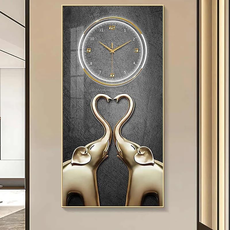 Luxury Elephant Wall Clock 70x140cm Silent Quartz Modern Home Decor
