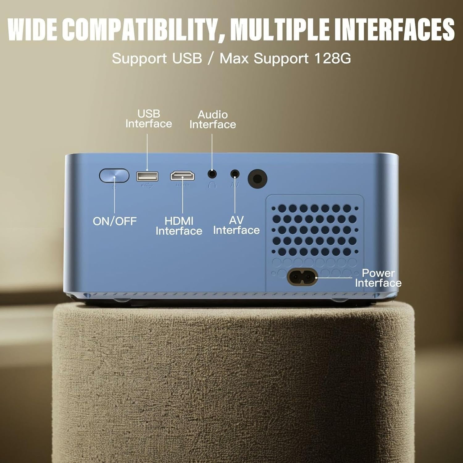 4K Smart Mini Projector 1080P 26000 Lumen WiFi 6 Bluetooth Auto Keystone