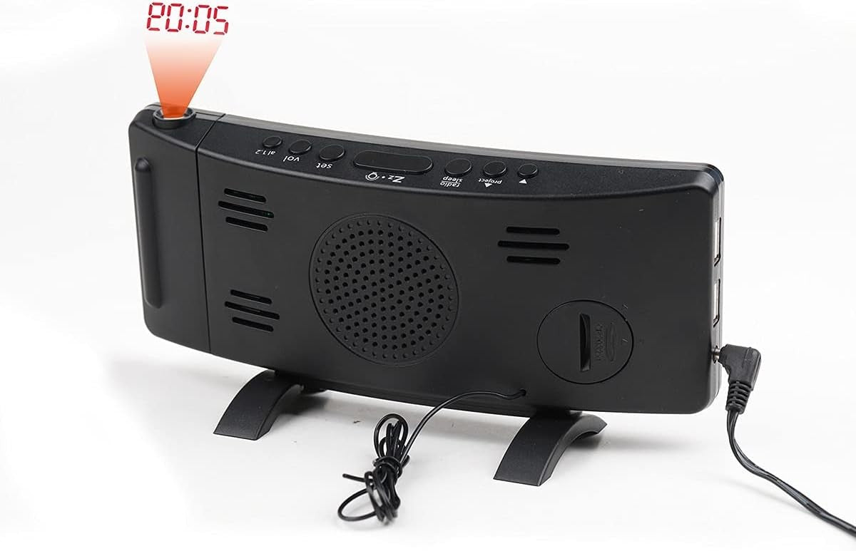 Projection Alarm Clock Large LED Display Indoor Temperature Dual Alarm USB