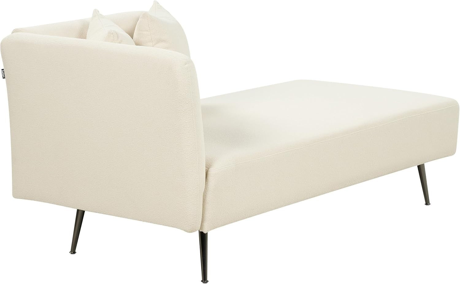 Modern White Boucle Chaise Lounge Left-Hand Sofa with Cushions 77cm Deep
