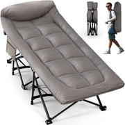 28” Wide Padded Folding Camping Bed with Pillow Portable Outdoor Cot
