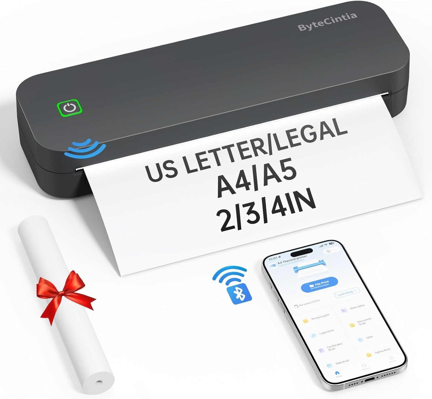 Portable Bluetooth Thermal Printer A4 A5 US Letter Inkless