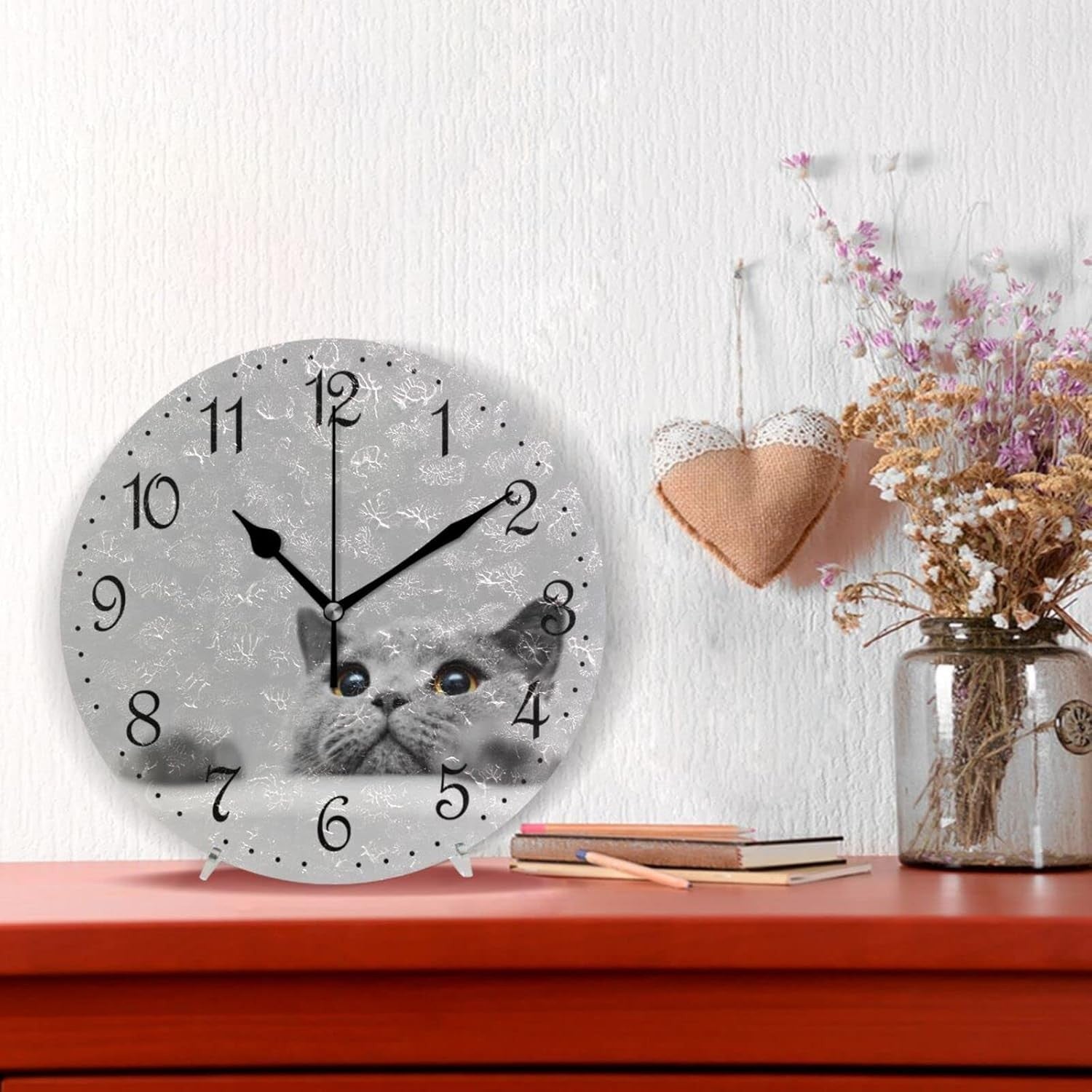 25cm Cat Wall Clock – Silent Non-Ticking British Shorthair Cute Home Decor