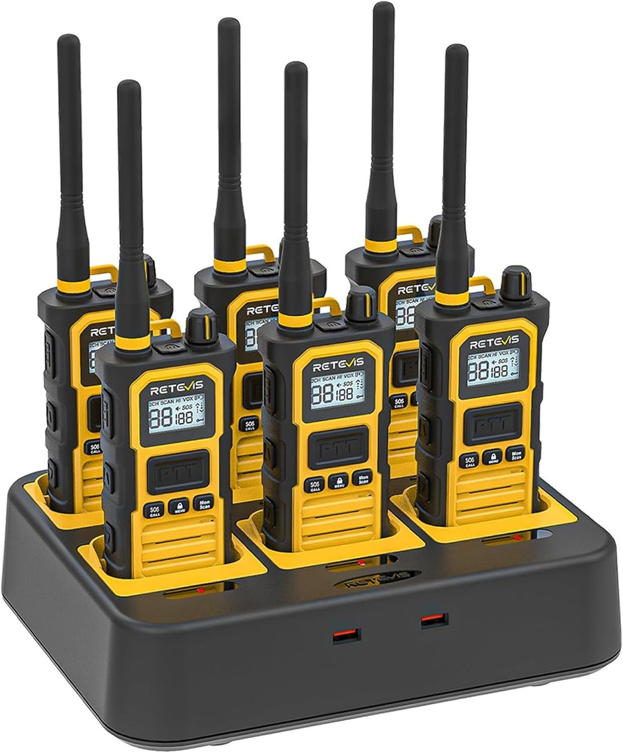 IP67 Waterproof Walkie Talkies 6 Pack Long Range Noise Reduction Radio
