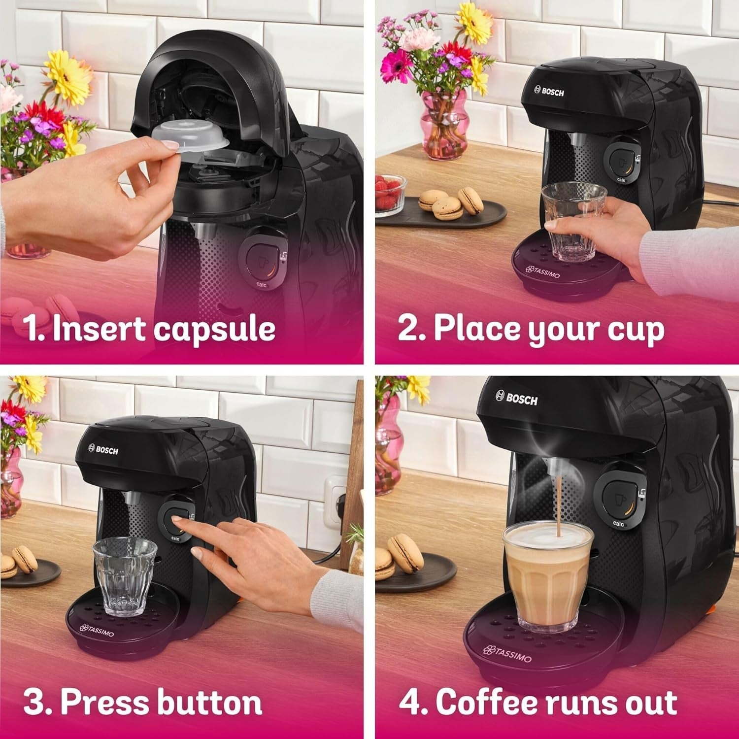 Pod Coffee Machine with Auto Clean, Adjustable Cup Size & Descaling Bundle