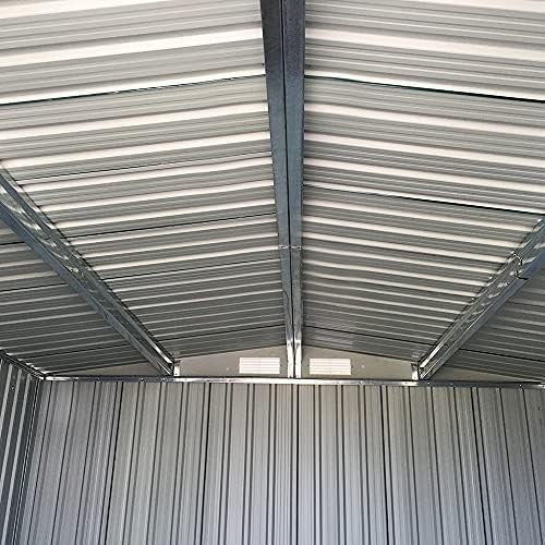 Lockable 10x8ft Metal Garden Shed Tool Storage Grey Outdoor