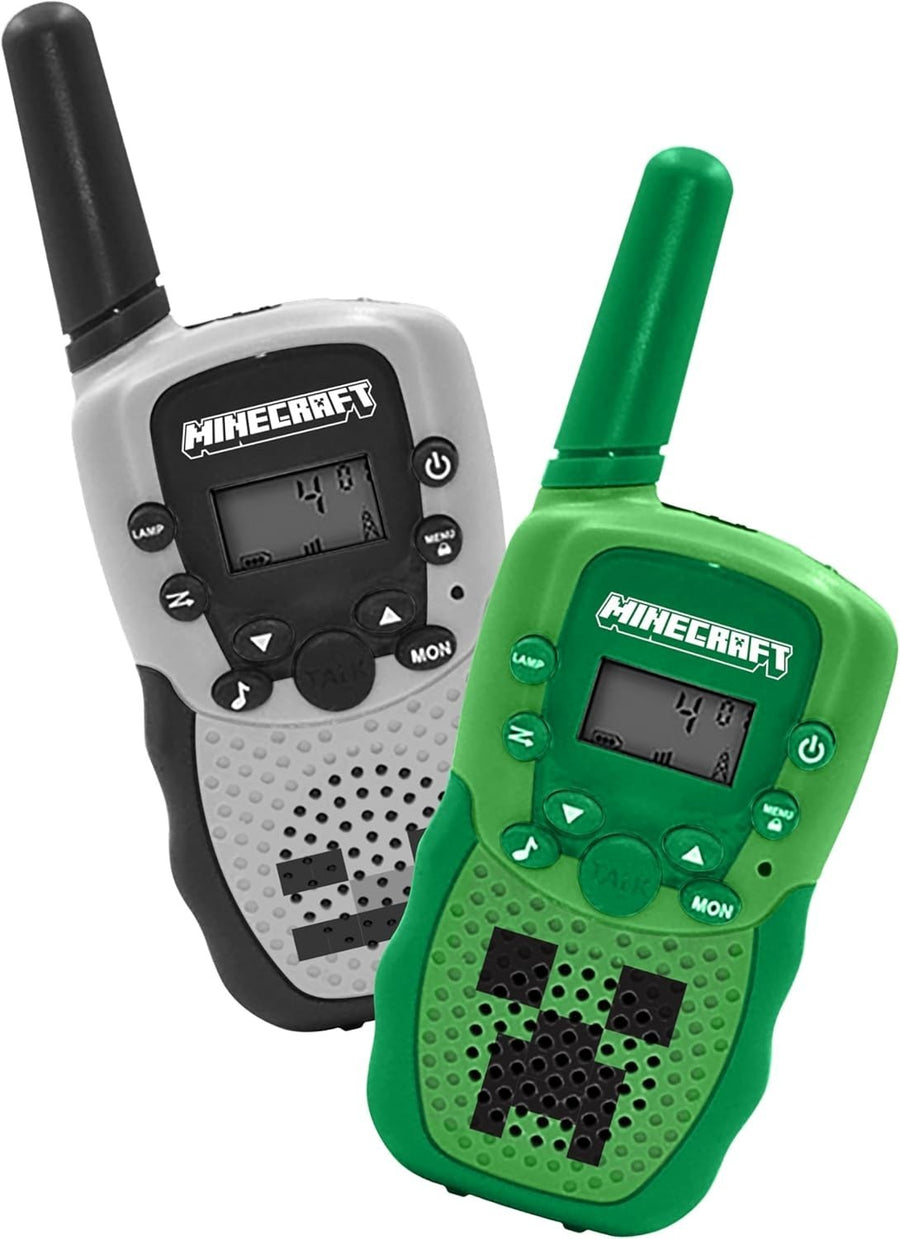 Minecraft Walkie Talkie Set 2 Pack Rechargeable VOX Flashlight 1km