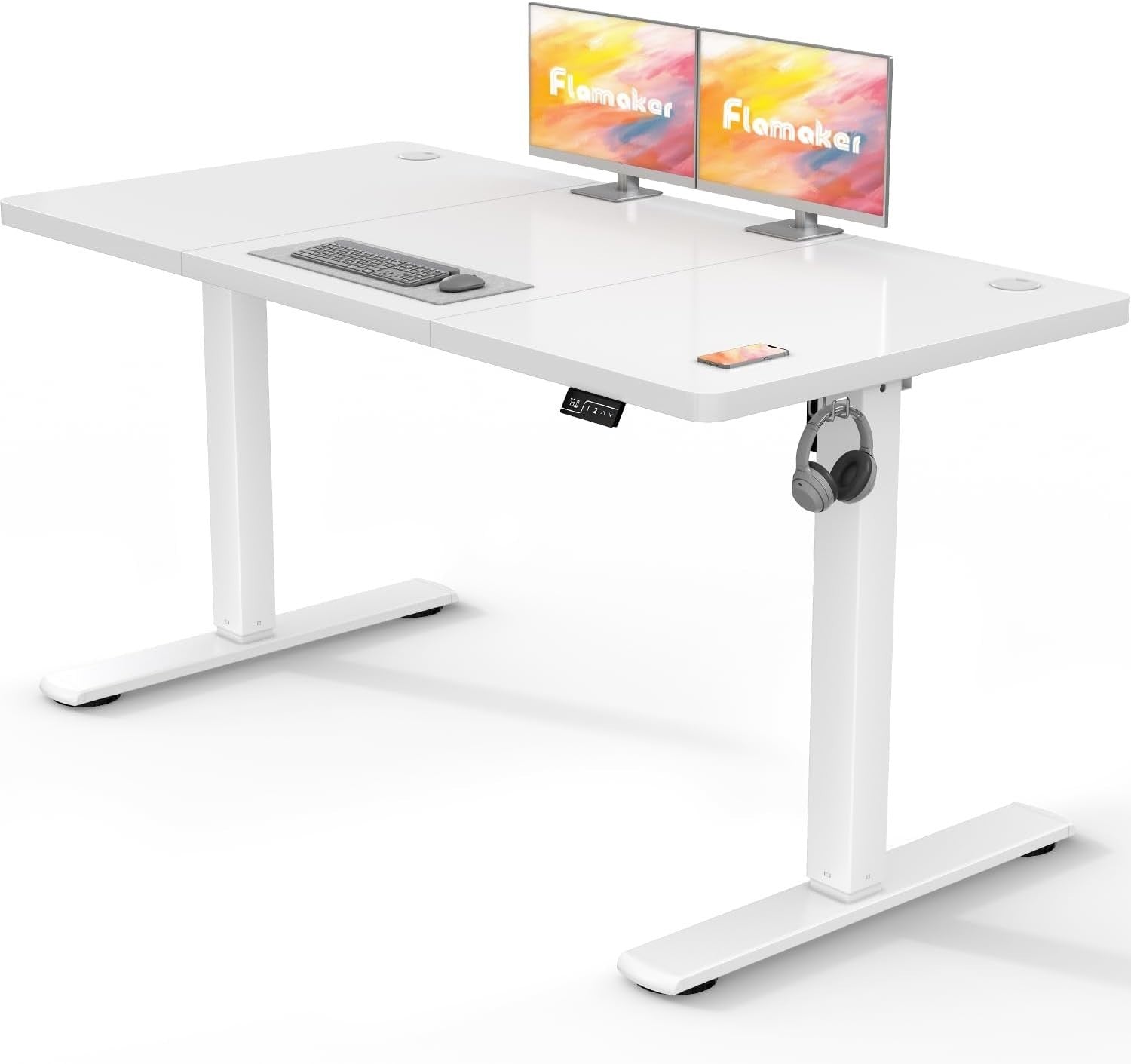 Electric Height Adjustable Desk 140x60cm | White Sit Stand Office Table
