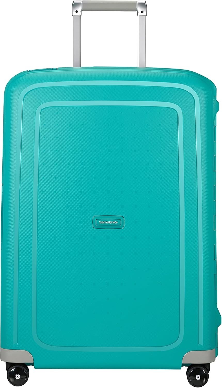 69cm Aqua Blue Medium Check In Suitcase Hard Shell TSA Lock Spinner 79L