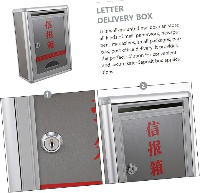 Lockable Wall-Mounted Mailbox Secure Outdoor Post Box Weatherproof & Durable