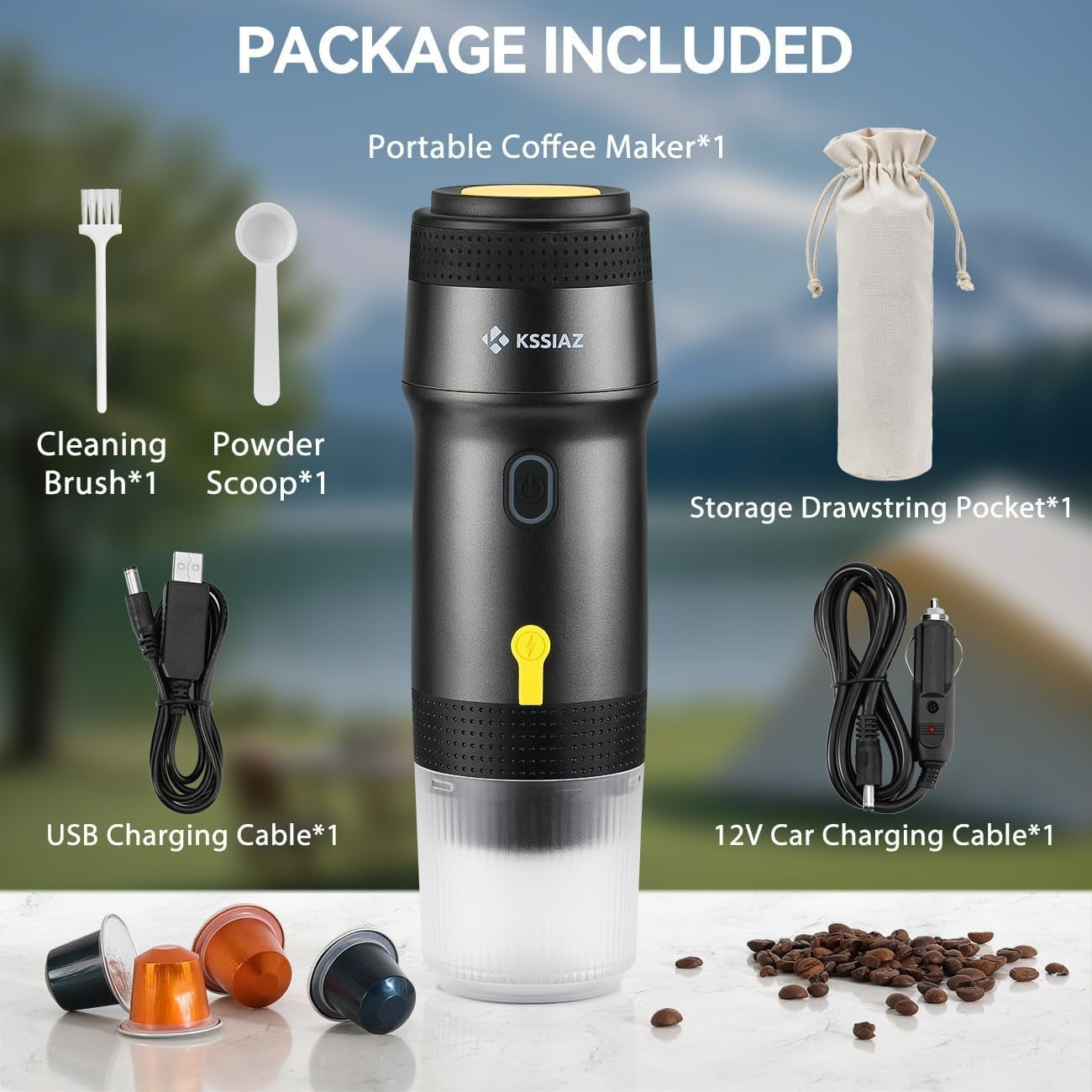 Portable Electric Espresso Maker 20Bar Self-Heating USB-C Mini Travel Machine