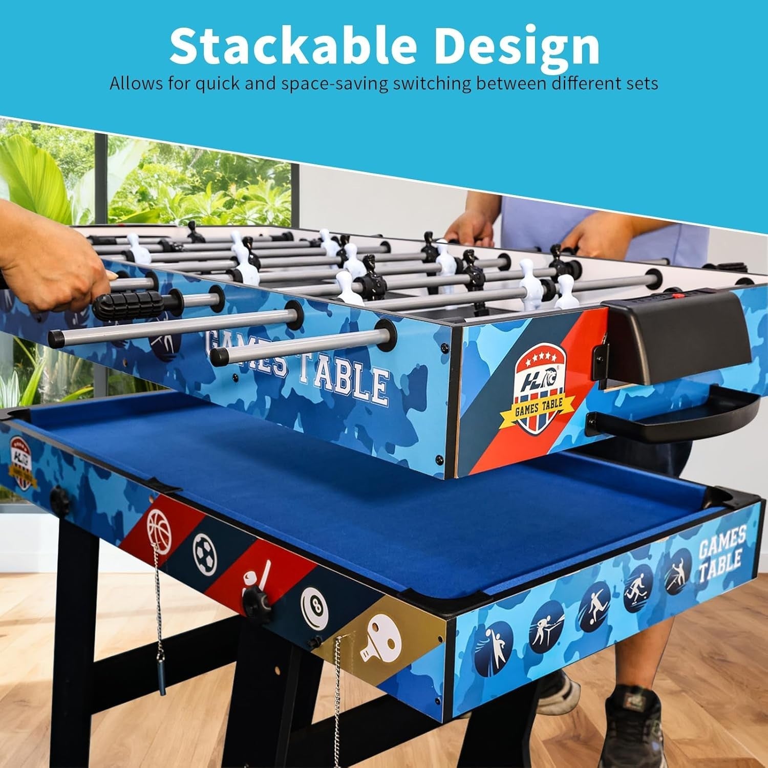 4FT 5 in 1 Multi Game Table Folding Sports Combo Kids Family Fun