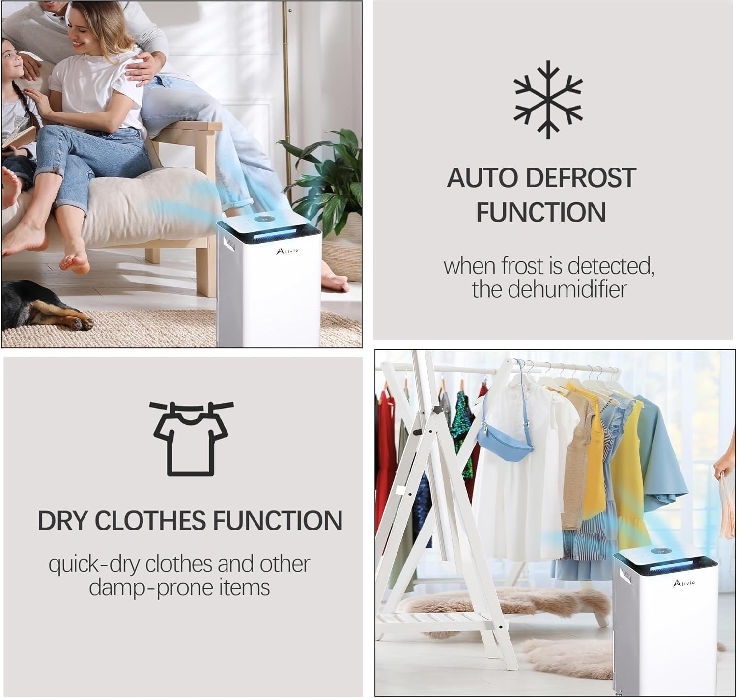 10L Dehumidifier Air Purifier Smart Moisture Control Auto Off 3 Speed