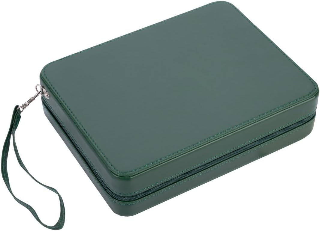 Travel Backgammon Set 9in Zip Pouch Leather Portable Board Game