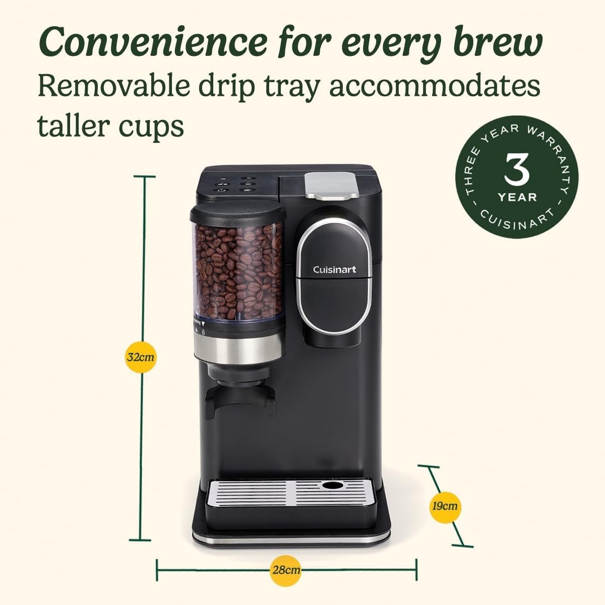 Bean to Cup Coffee Maker Grind & Brew Single Serve 1.35L Burr Grinder Filter