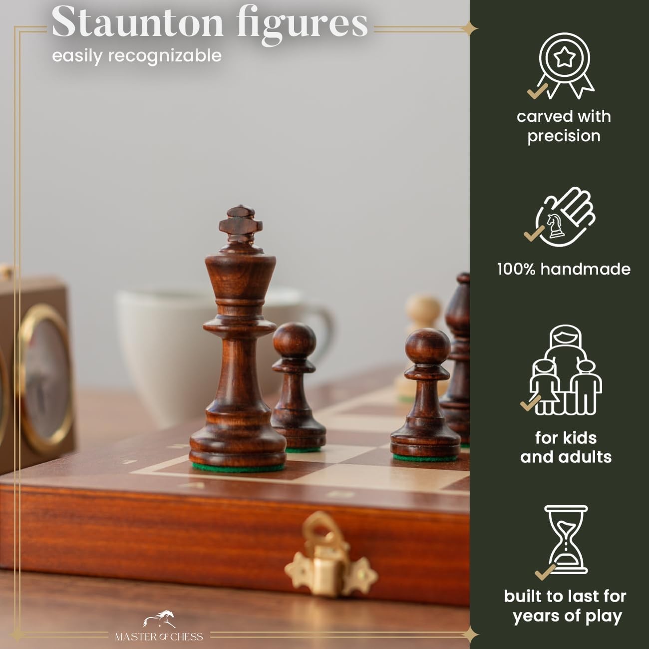 Tournament Wooden Chess Set 48cm Large Foldable Board Staunton No.5 Pieces