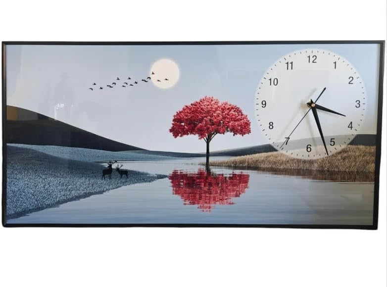 Large Autumn Tree Wall Clock 40x80cm Silent Quartz Modern Home Decor