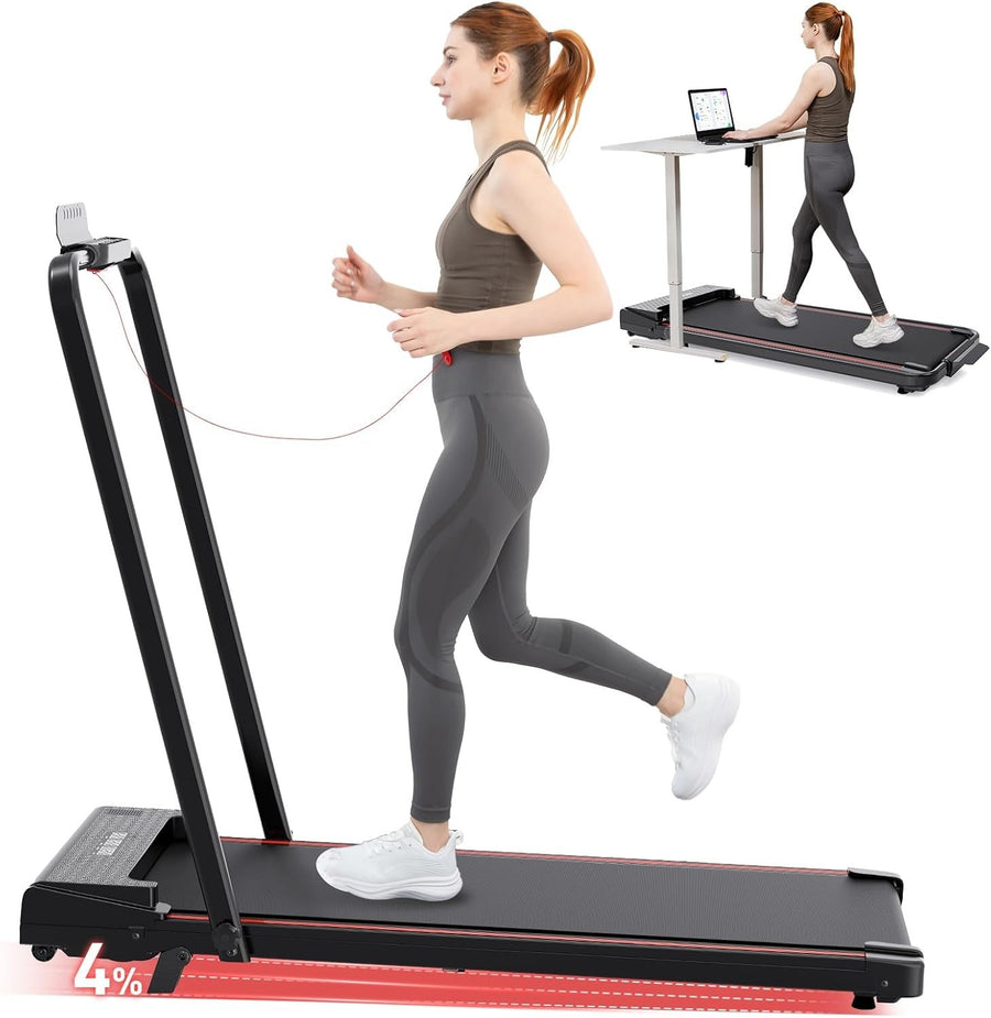 Foldable Under Desk Treadmill 12KM/H Incline LED Remote Black
