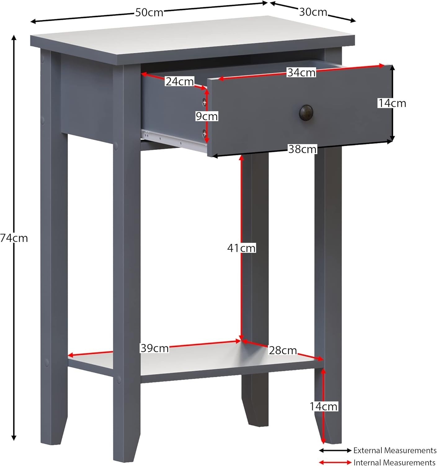 Grey Console Table with 1 Drawer & Undershelf – Space-Saving Hallway Storage