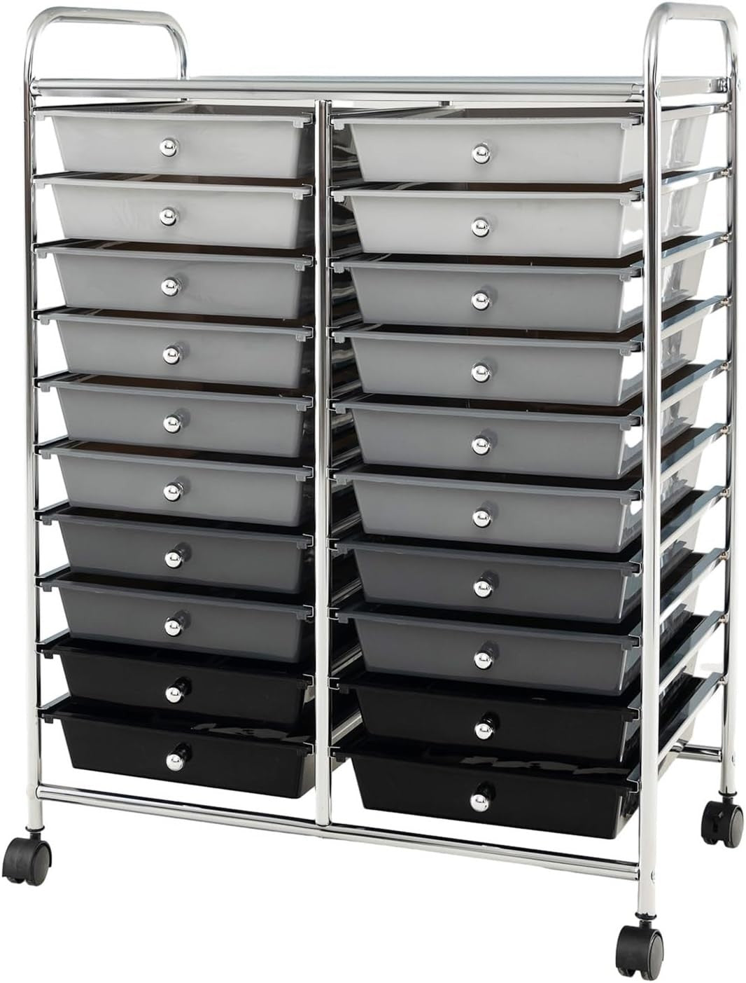 20 Drawer Rolling Storage Trolley Organiser Cart Beauty Office Black