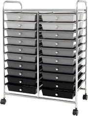 20 Drawer Rolling Storage Trolley Organiser Cart Beauty Office Black