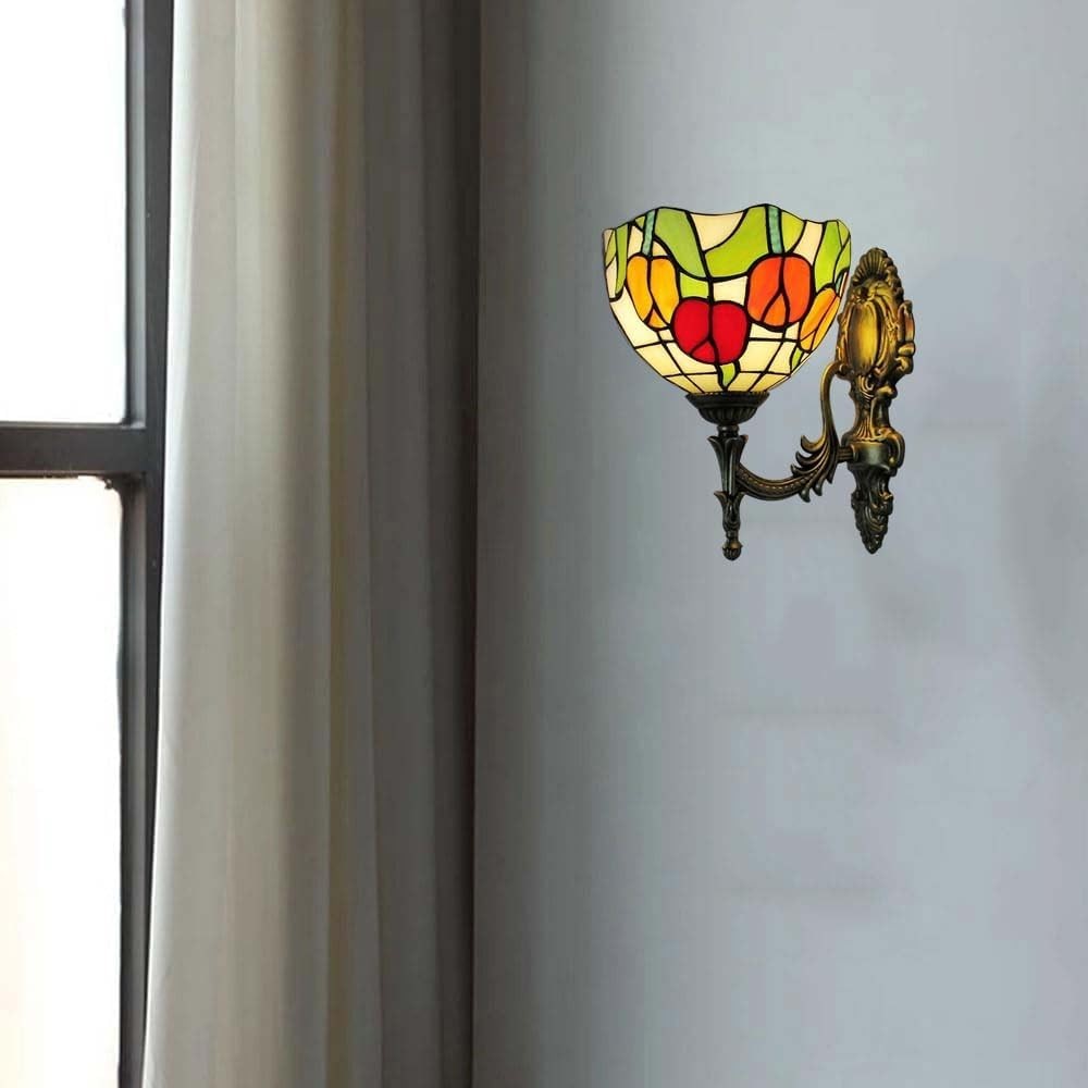 Tiffany Style Wall Light Vintage Stained Glass Sconce Lamp 28cm Hallway