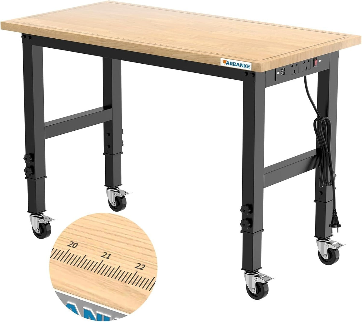 120cm Heavy Duty Workbench 900kg Load Adjustable Height 5-Level Wood Top