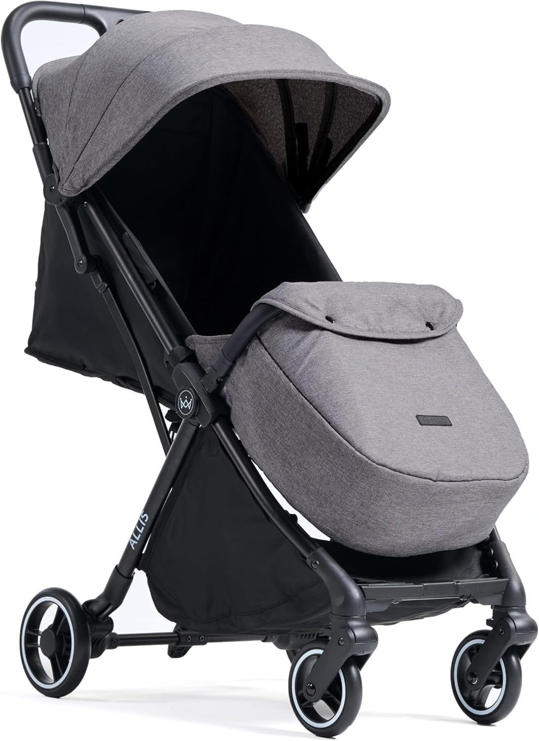 Auto Fold Baby Pushchair Lightweight From Birth 22kg Footmuff Grey