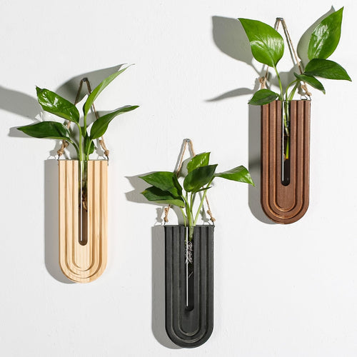 Indoor Wooden Wall Planter Set of 3 Boho Hanging Plant Propagation