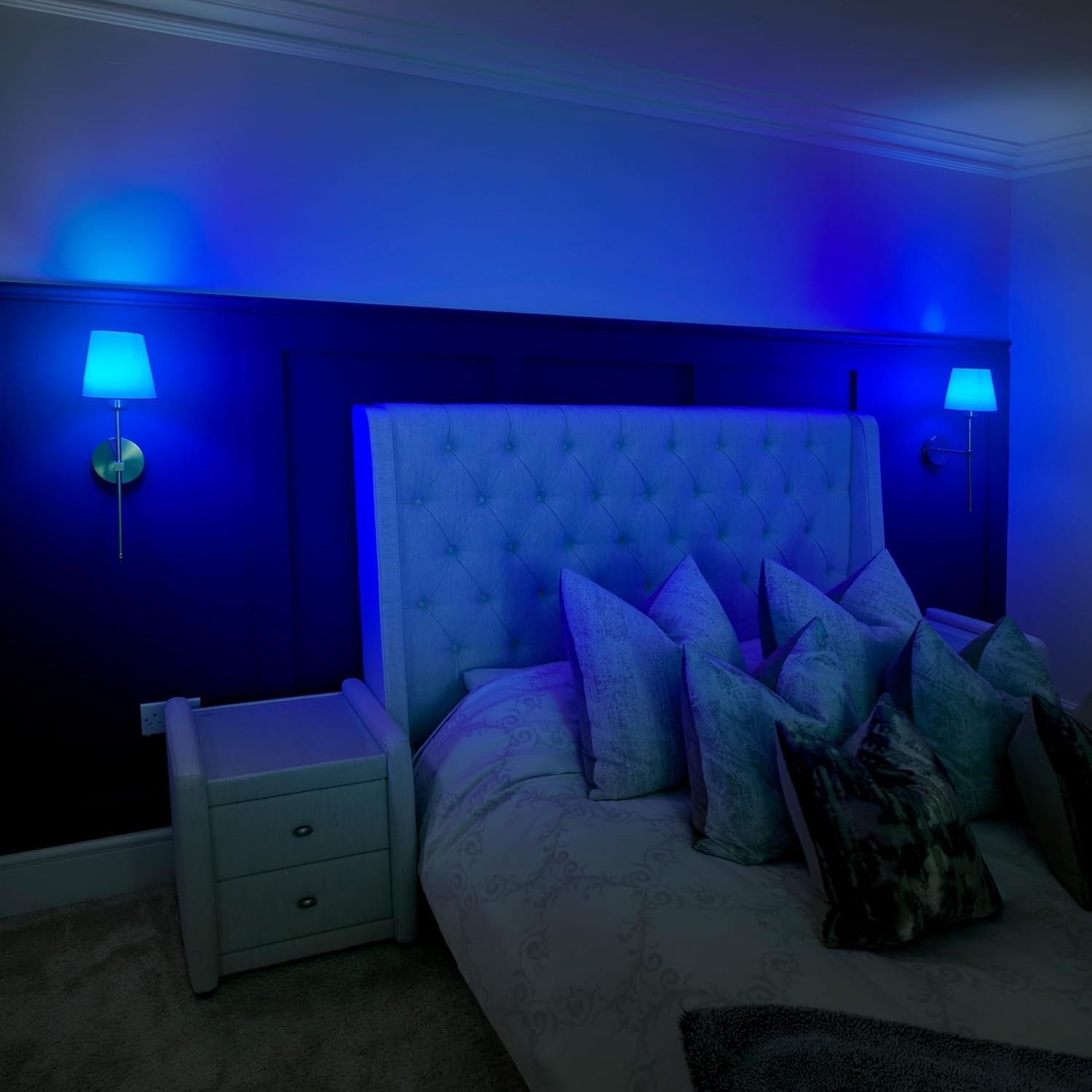 8x LED Wall Lights, Wireless & Dimmable, Rechargeable + Remote Control