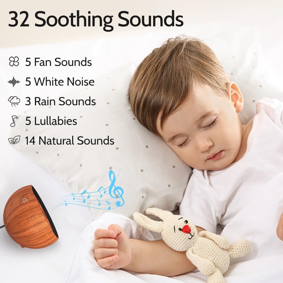 White Noise Sound Machine with 32 Soothing Sounds & 36 Volume Levels