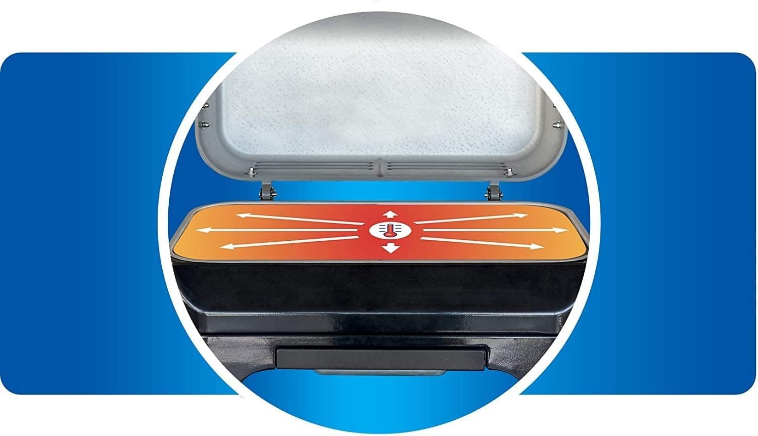 Portable Tabletop Gas BBQ Grill with Lid Thermometer Cast Iron Cooking Surface