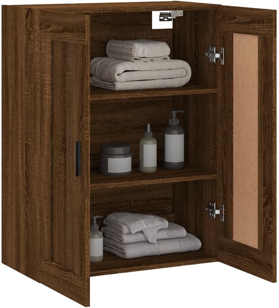 Wall Mounted Cabinet Brown Oak 3 Compartments Durable Wood 34x69.5x90cm