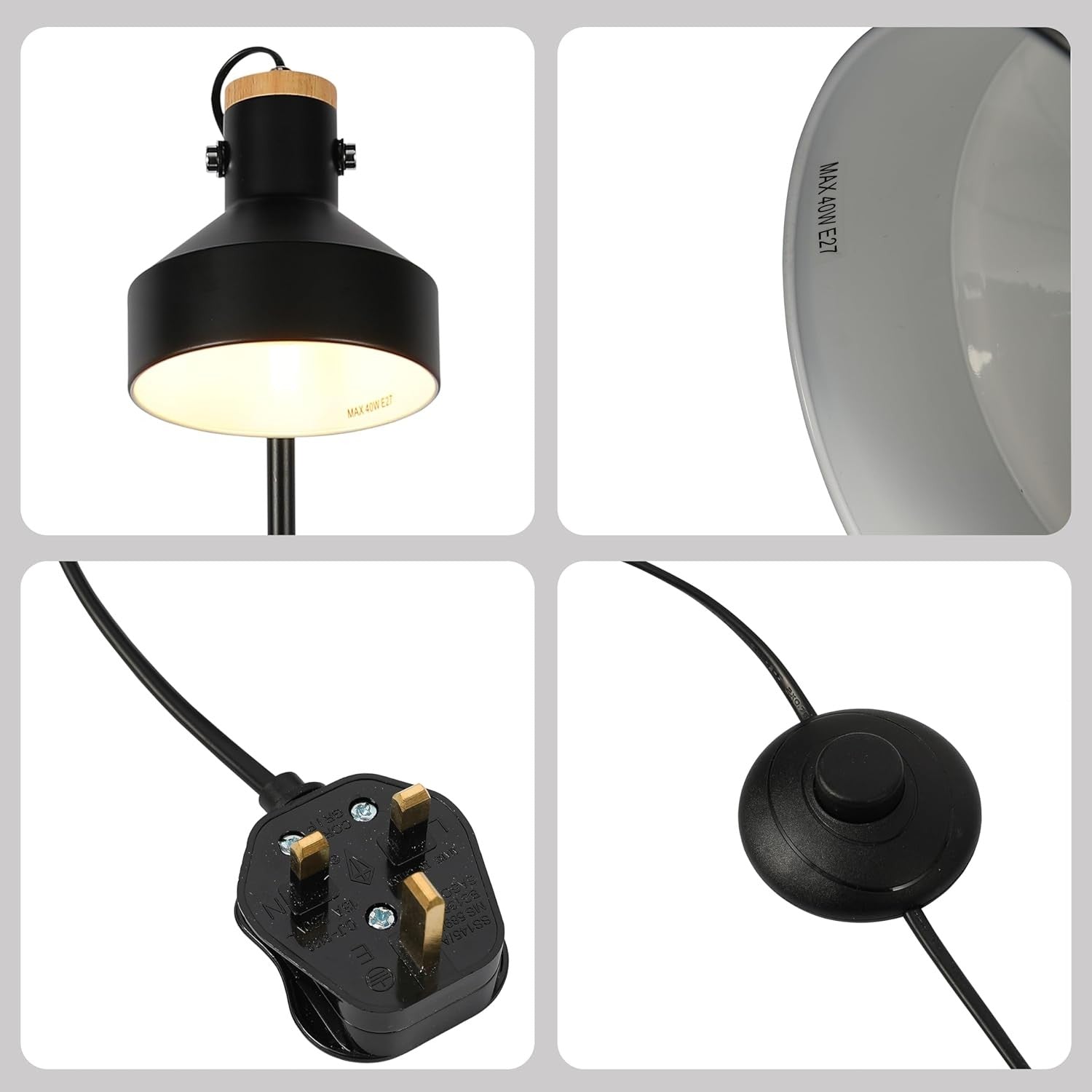 Minimalist Adjustable Floor Lamp E27 Rotatable Shade Modern Reading Light
