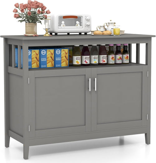 Grey Wooden Sideboard Cabinet Storage Unit with Doors & Adjustable Shelf