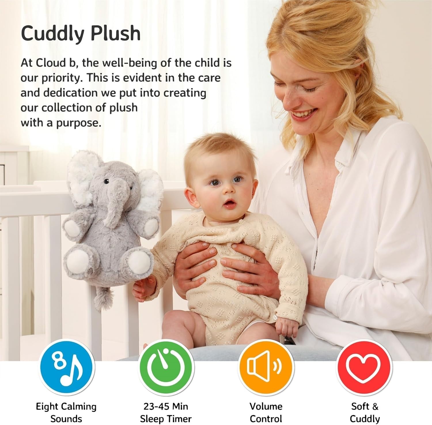 Elliot Elephant Travel Plush White Noise Machine Baby Sleep Aid
